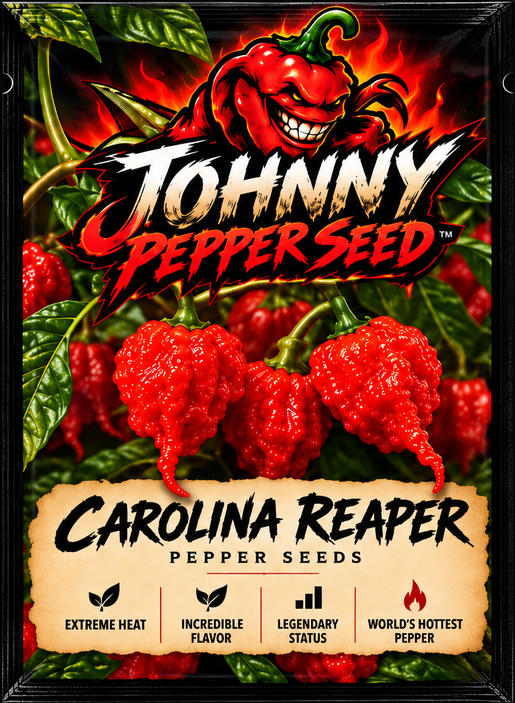 Carolina Reaper Pepper Seeds — 10 + 2 FREE Bonus Seeds | Johnny Pepper Seed